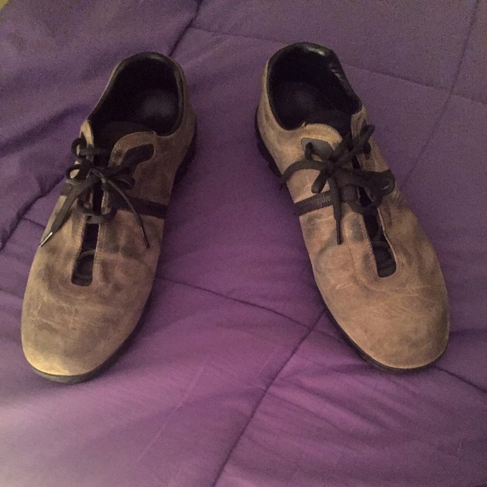 Prada Chukka Style Suede Shoes....Tan....Size 11
